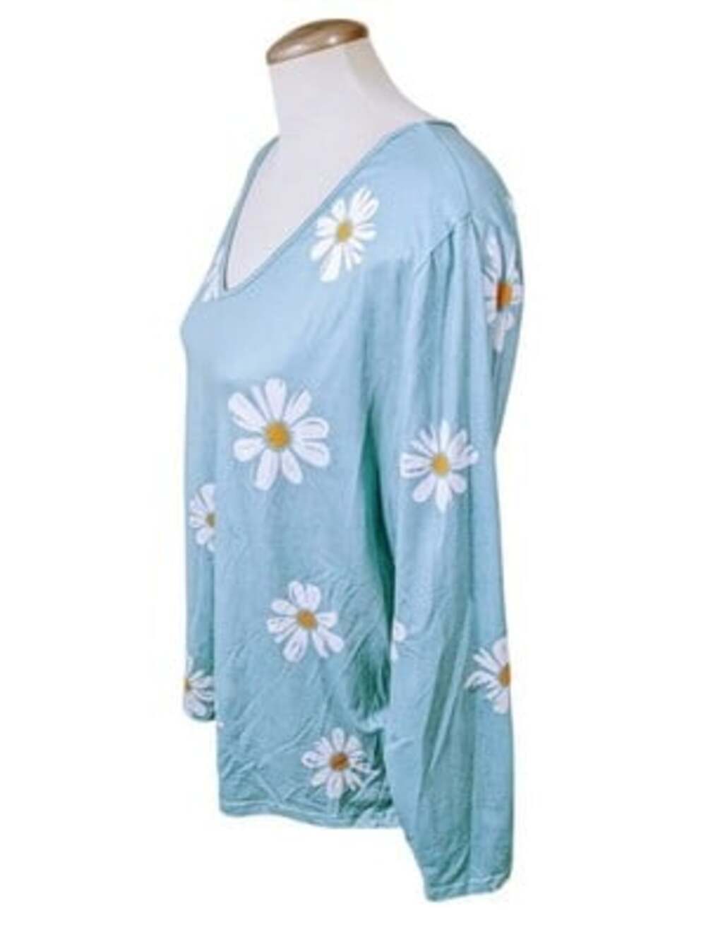 Emery Rose T-Shirt Top Womens 2XL Blue Floral Short Sleeve Crew Neck Pullover - Picture 4 of 5